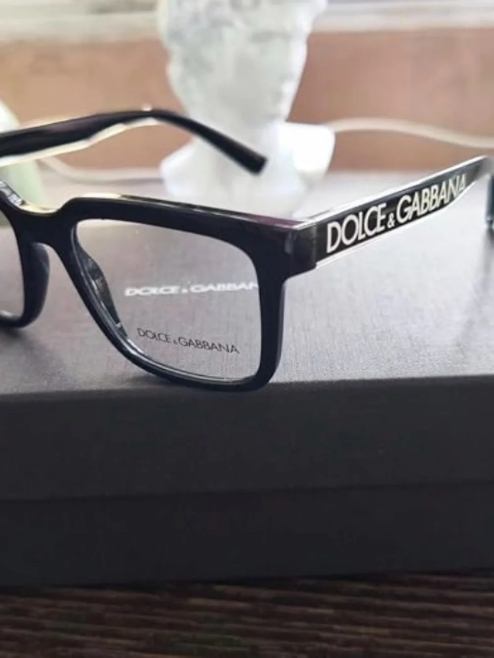 Dolce & Gabbana Black Logo-Temple Rectangular Eyewear